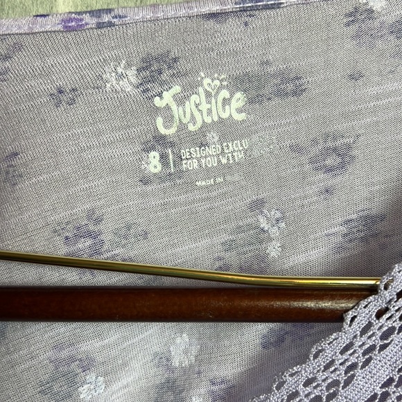 JUSTICE LONG SLEEVE PURPLE FLORAL SHIRT Size 8 - Picture 3 of 3